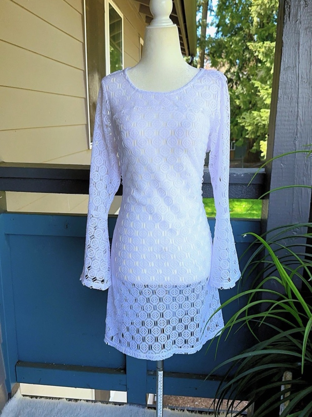 White sheer summer dress Sz L